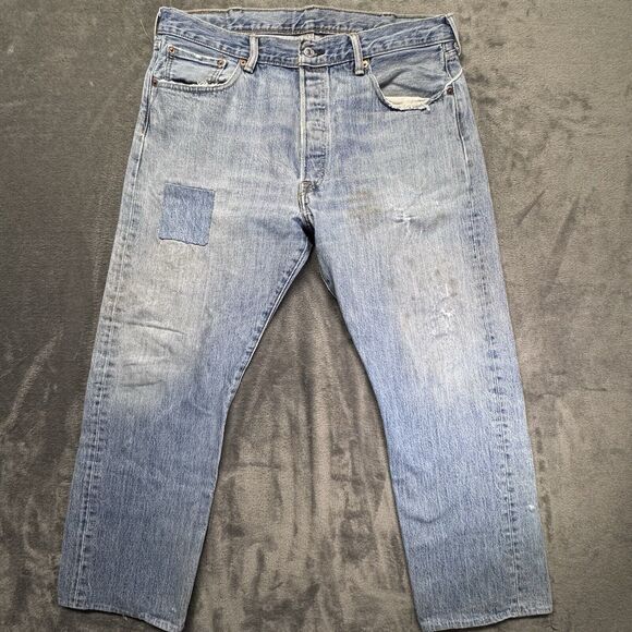 Levi’s 501 Jeans Men’s‎ 36x27 Measured Tag 38x30 Altered Fade Thrashed Grunge - Picture 1 of 14